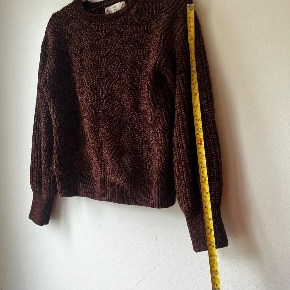Pink Rose Chenille Sweater XS Brown Cable Knit Textured Pullover Cozy Soft - Picture 7 of 9